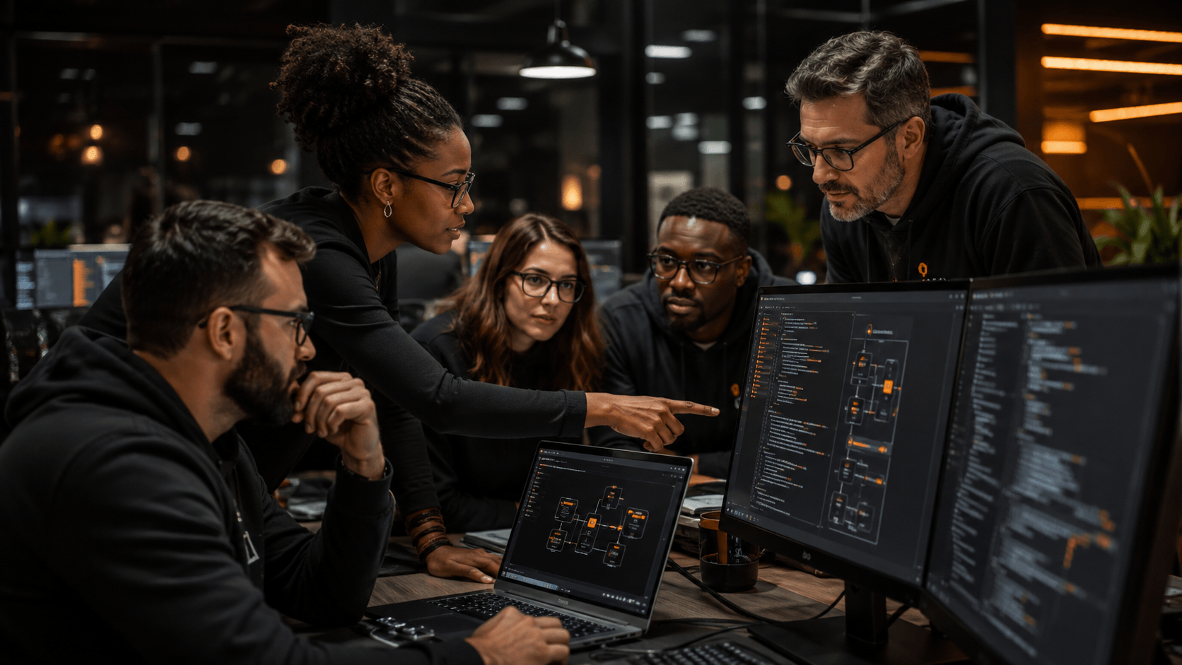Equipe da Armel-x Tecnologia colaborando em um projeto de tecnologia